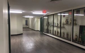 after image of a high school gym lobby